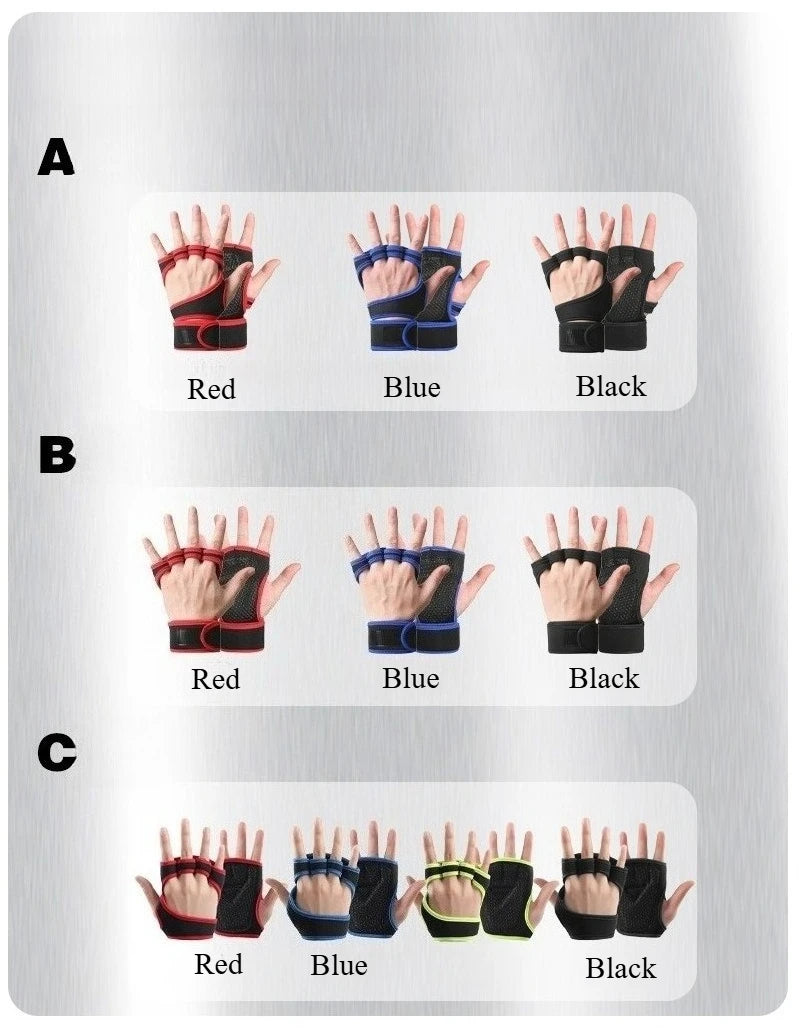 Half Finger Weight Training Gloves for Men Women Fitness Sports Wrist Palm Protector Gloves Anti-slip Gym Cycling Gloves Black