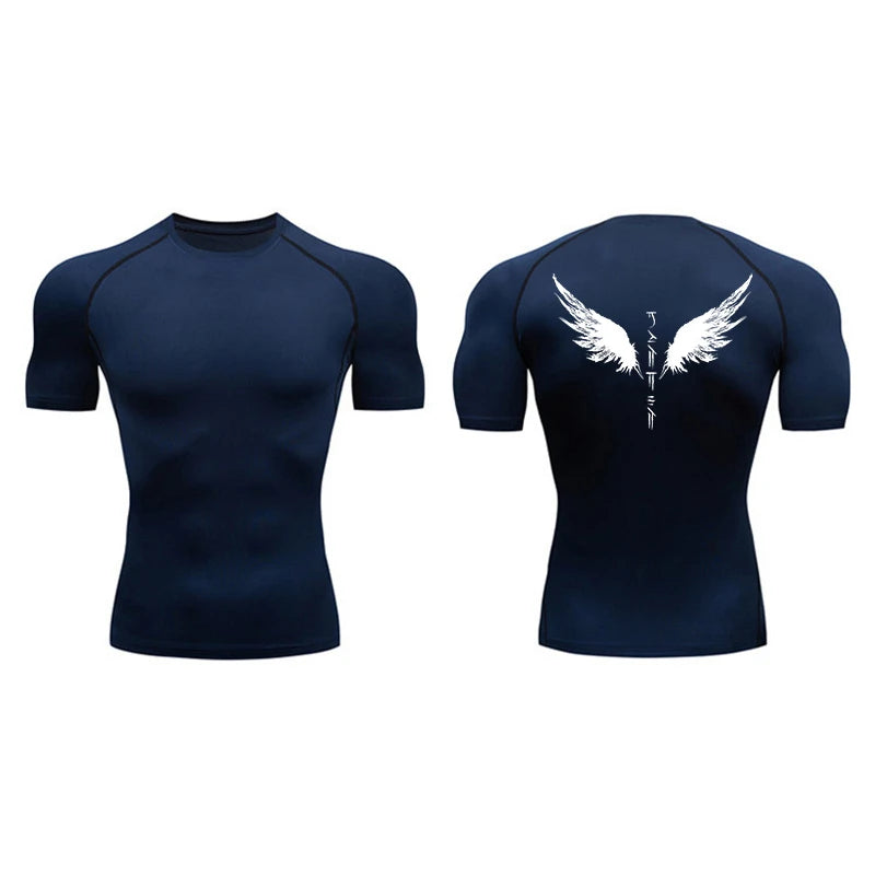 Yin Yang Sword Print Short Sleeve Compression Shirts for Men Summer Athletic Quick Dry T-shirts Gym Workout Running Tees Tops