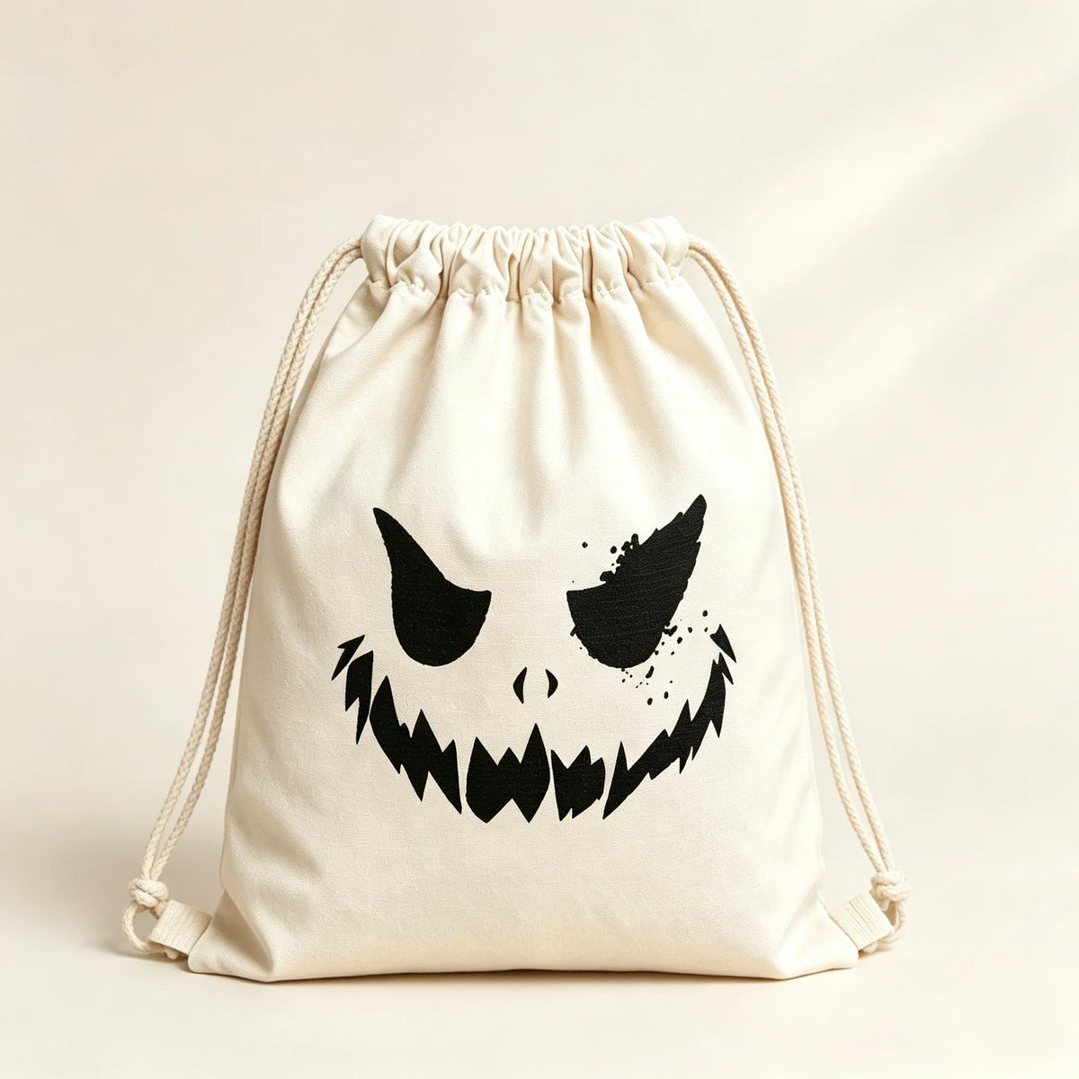Halloween Scary Pumpkin Face Drawstring Bag Spooky Ghost Print Sack Trick Or Treat Gift Pouch Fall Party Favor Storage Sack