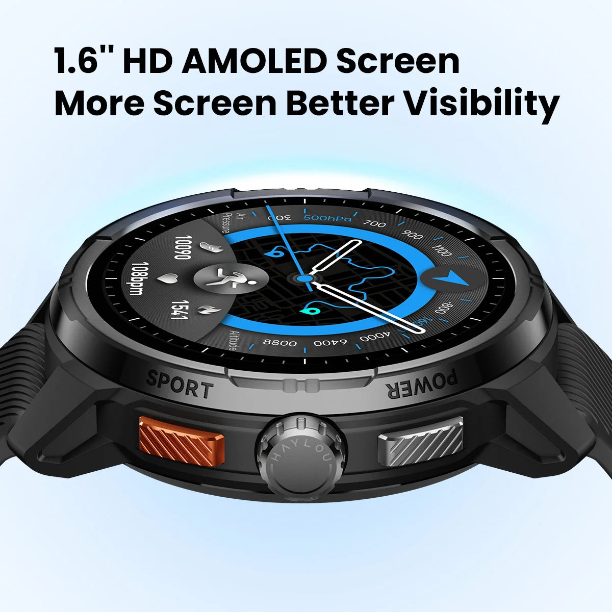 HAYLOU Solar Ultra GPS Smartwatch 1.6” AMOLED Display 5ATM Waterproof Built-in GPS Bluetooth Phone Calls Sports Smart Watch