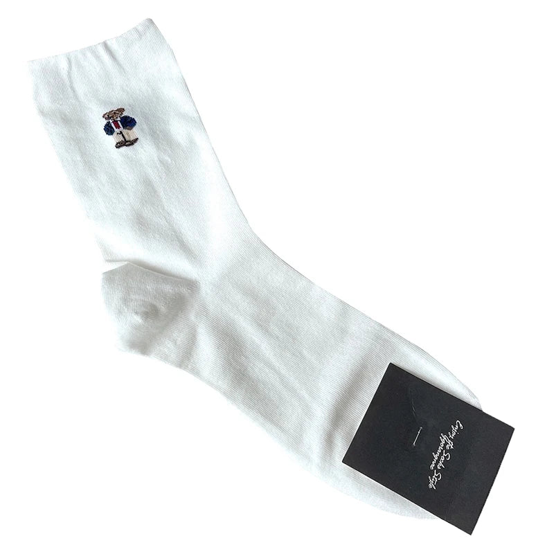 Good Quality Cartoon Gentleman Bear Men's Socks Cotton Harajuku Style Sport Boys Skateboard Novelty Breathable Christmas Gifts