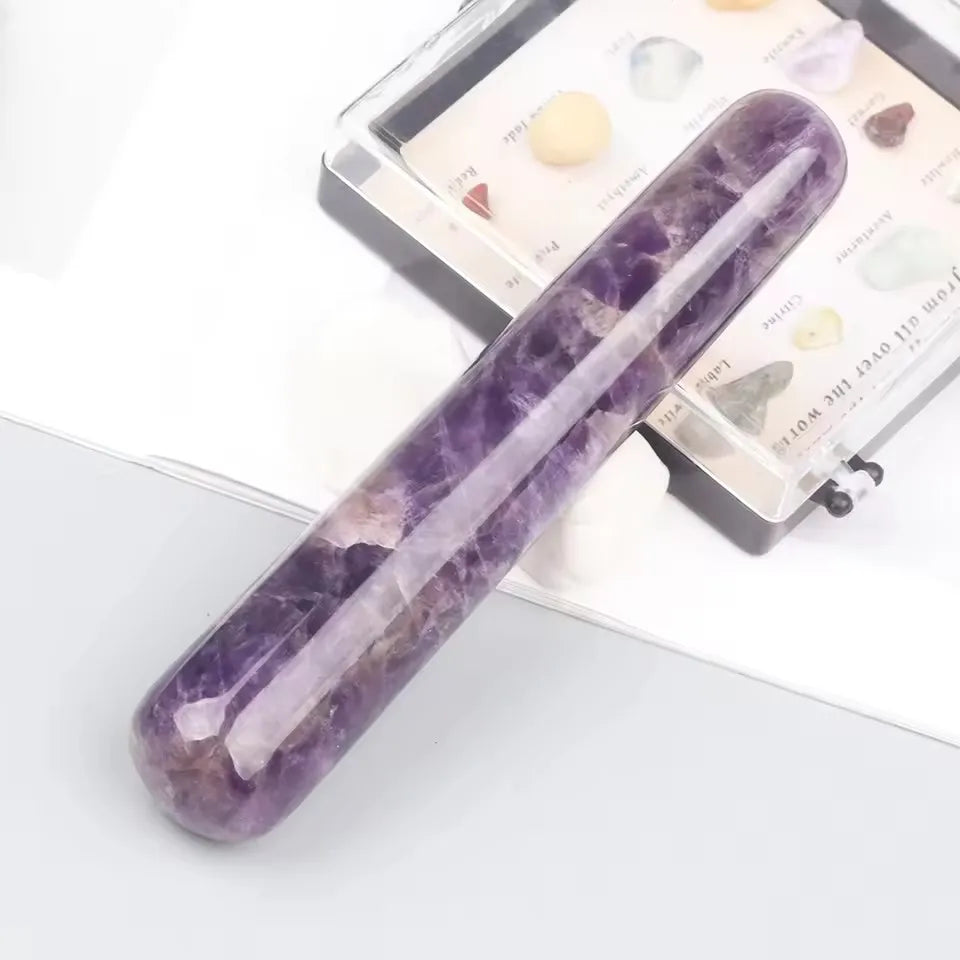 Natural Amethyst Massage Stick Jade Yoni Wand Face Body Eye Crystal Stone Massager Health Skin Care Gua Sha Lifting Yoni Tool