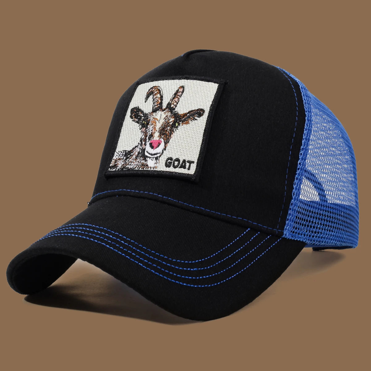 Unisex Trucker Cap with Goat Embroidery & Applique - Ideal for Daily Casual Wear, Sports and Travel