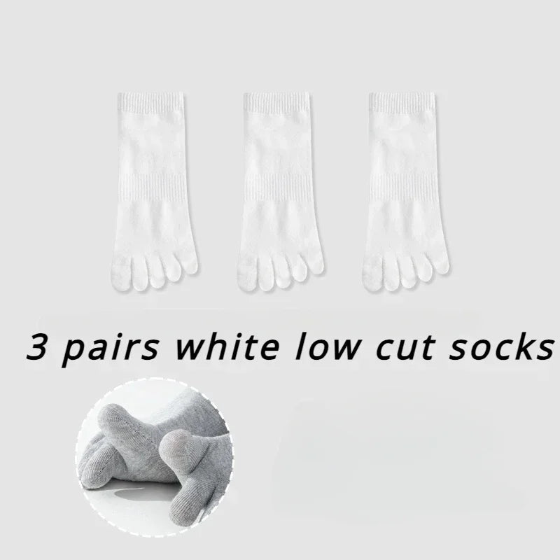 3 Pairs High Quality Cotton Toe Socks Men Five Finger Socks Men Anti-slip Crew Ankle Socks with Separate Fingers Men Comfortable