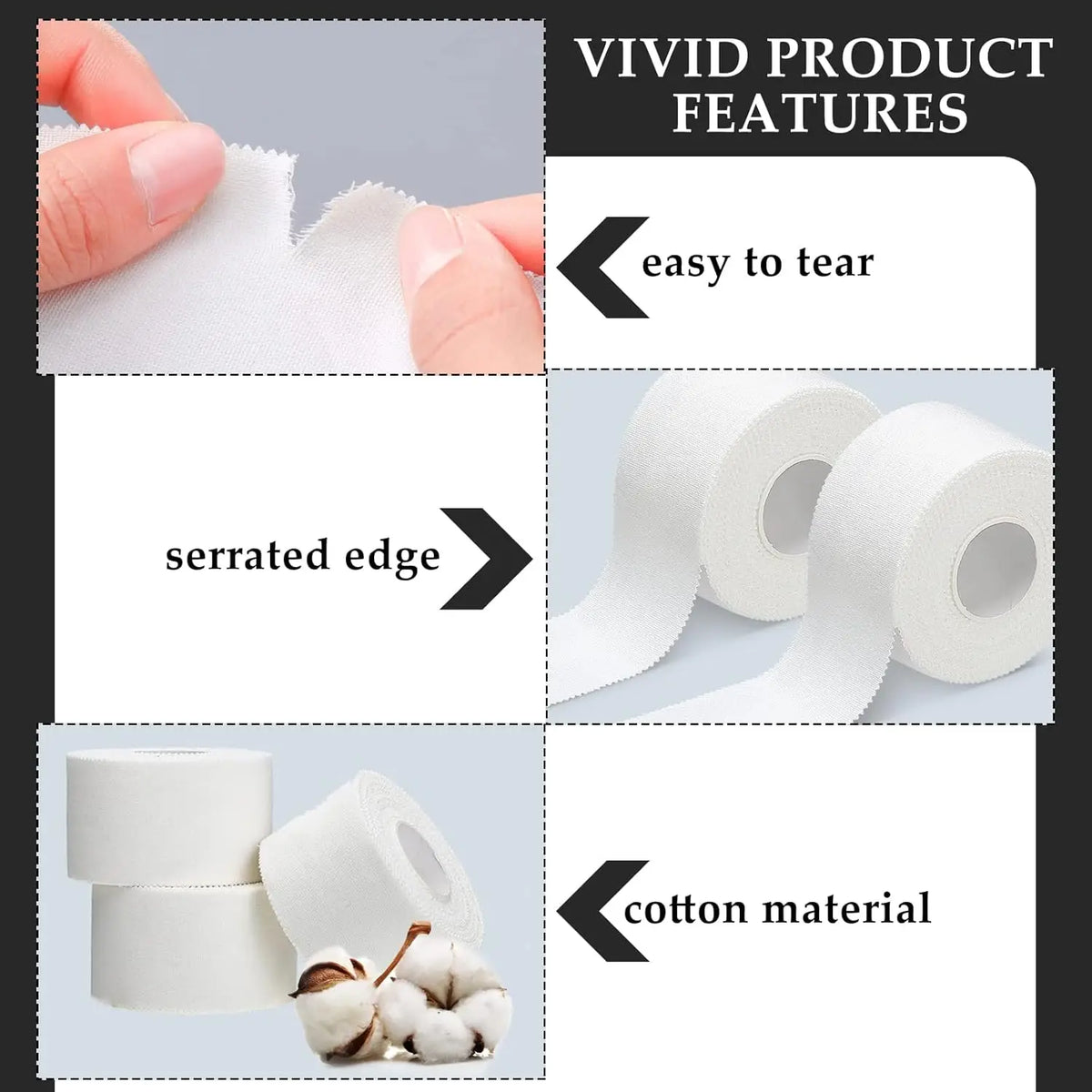 Athletic Sports Tape Pre Wrap Very Strong Easy Tear No Sticky Residue Tape for Fingers Ankles Wrist Injury Wrap