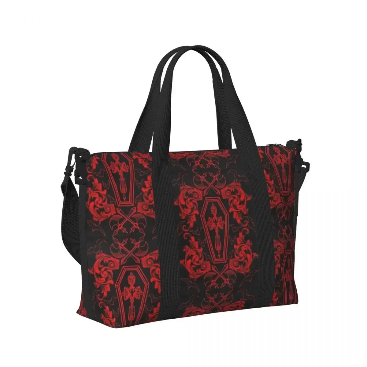 Gothic Vampire Halloween Haunted Mansion Beach Travel Bag Large Capacity Tote Bags for Yoga Women Shopping Duffle Shoulder Bag