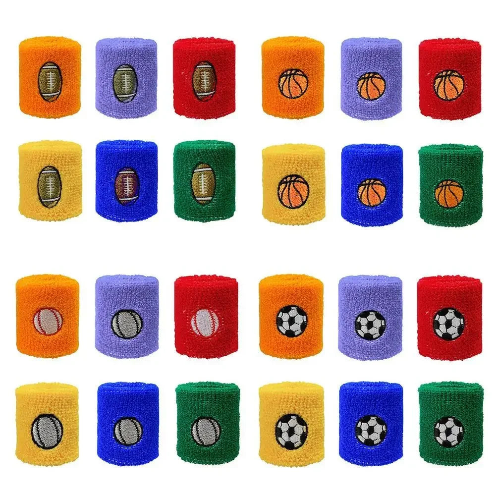 6Pcs Kids Sports Wristbands Colorful Cotton Wristband Sweatband For Children Wrist Protector Football Basketball Tennis Boy Girl