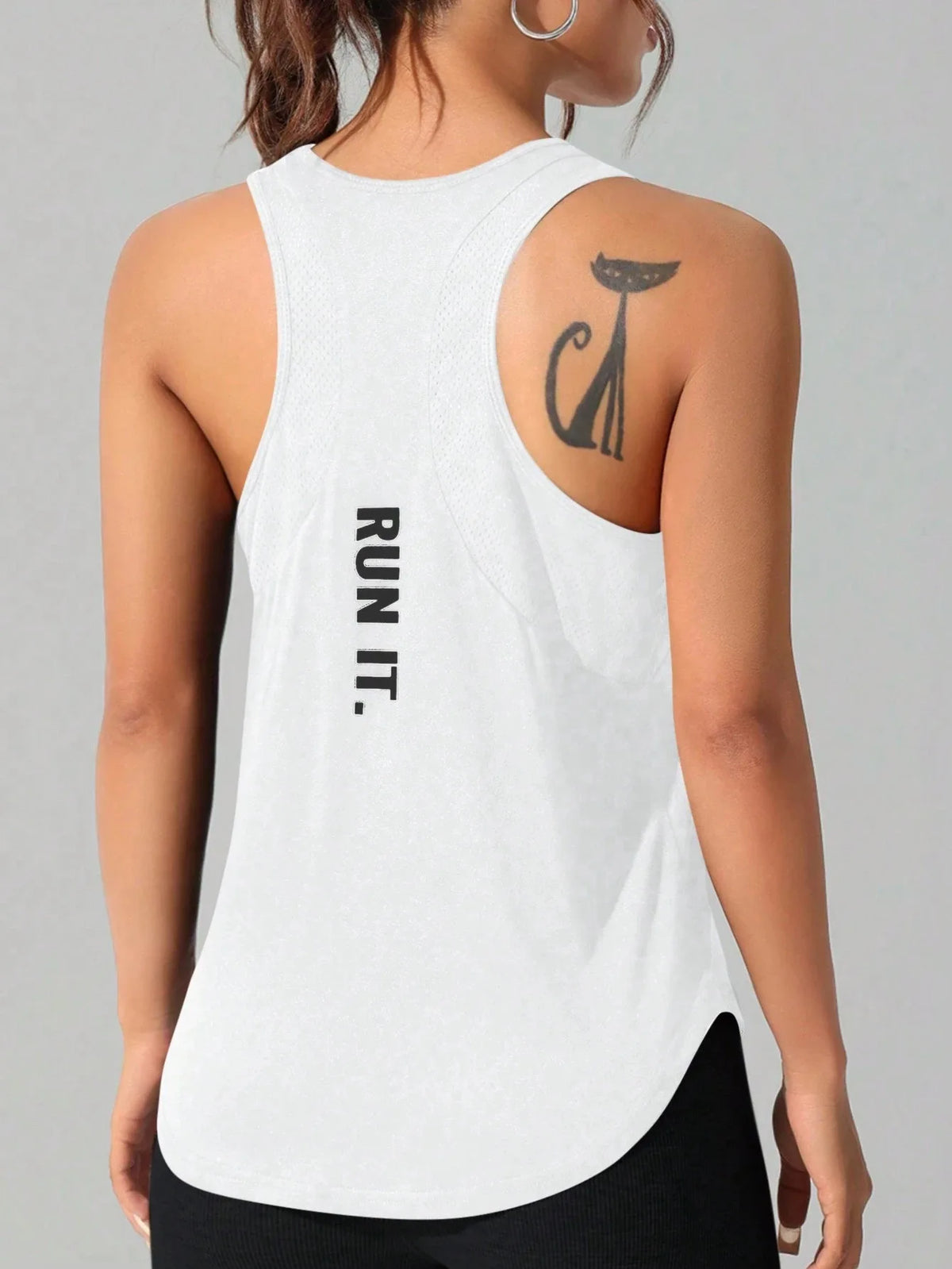 Women's Stitched Letters Quick-Drying Sports Vest, Breathable Net yoga Sportswear, Tennis Uniform Cycling Suit, Daily Wear