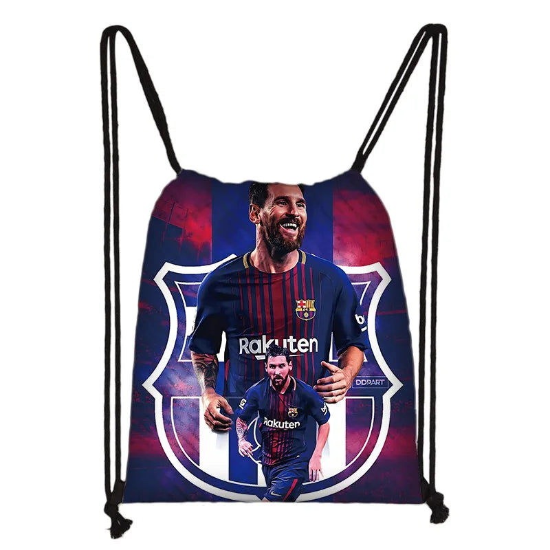 Child Printed Drawstring for s Football L-LionelS M-MessiS Shopping Bag Men Women Football Sports Gym Storage Yoga Backpack