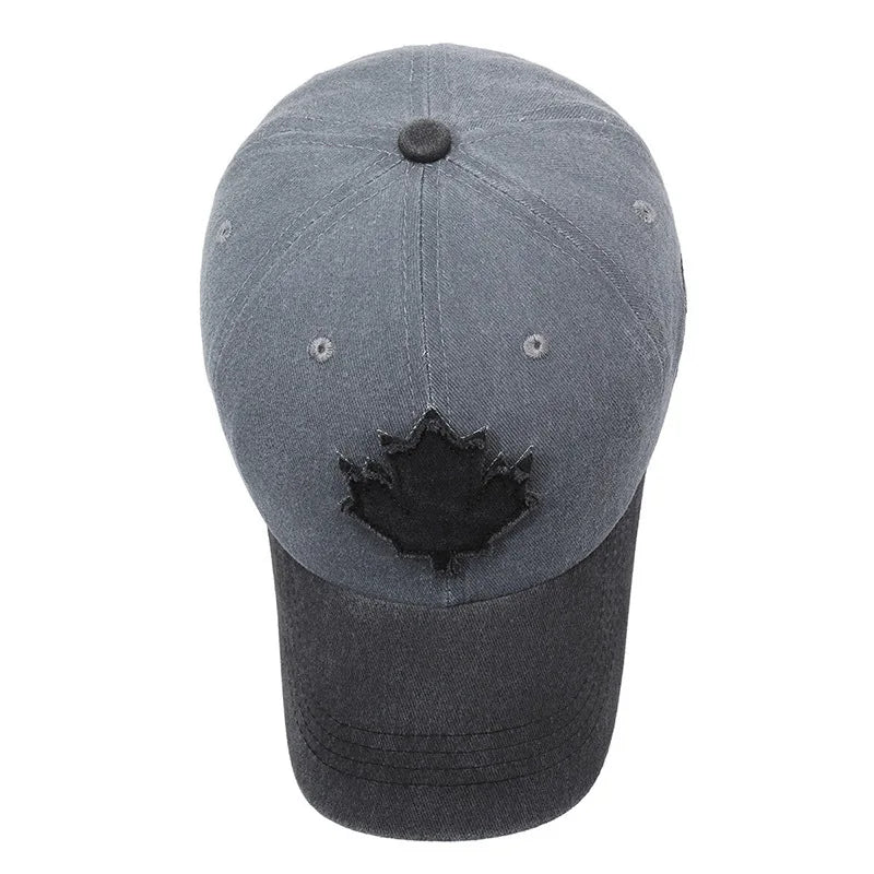 European and American Maple Leaf Retro Baseball Men and Women Washed Cotton Duck Tongue Spring Summer Outdoor Color Matching Hat