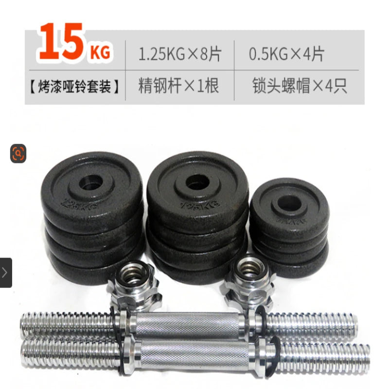 High Quality Cast Iron Adjustable Sports Gym Equipment 10kg 15kg Fitness Dumbbell and Barbell Set for Training