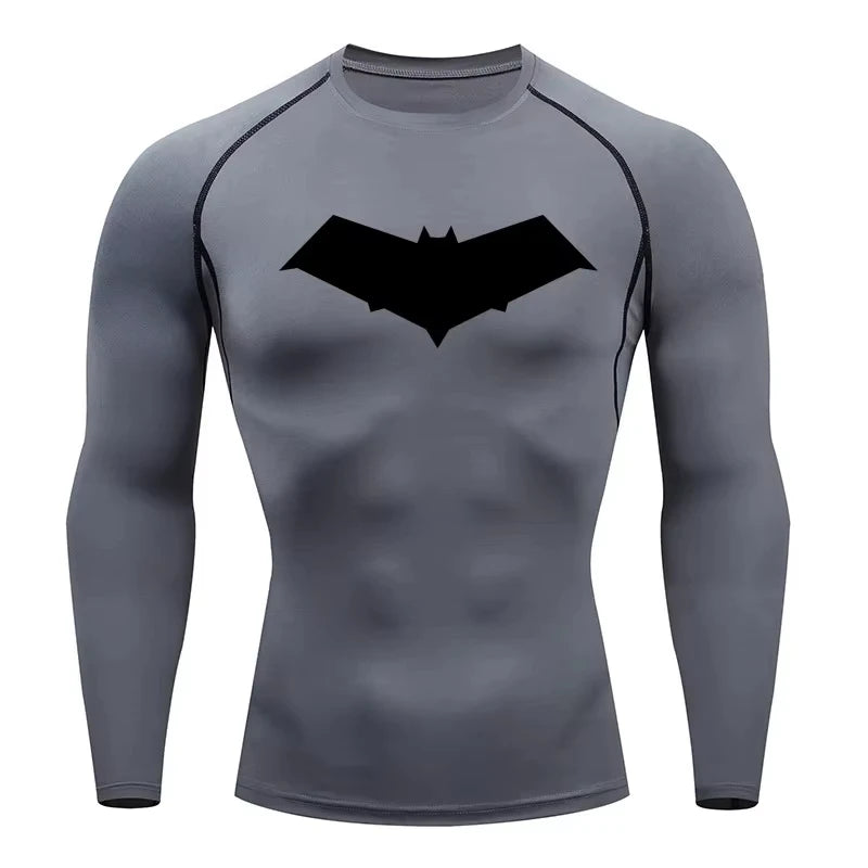 Bat Print Men's Compression T-Shirt Quick Dry Gym Workout Top | Summer Fitness Rashguard for Running & MMA ZY0037