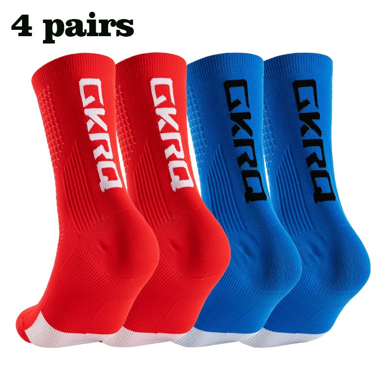 GKRQ 4pairs 2023 New Cycling Socks Bike Nurse Compression Road Bike Running Mtb Knee-high White Sports Funny Brand Black