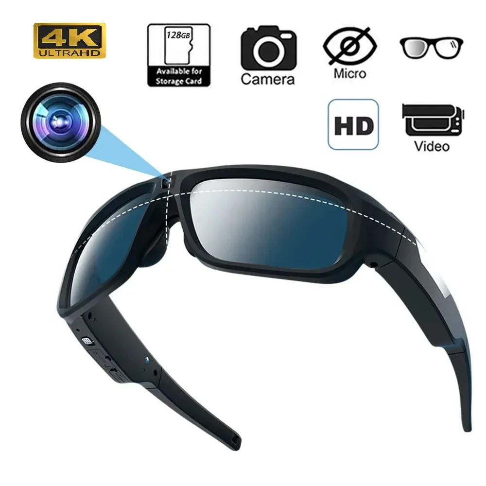 4K HD Mini Camera Glasses Bike Surveillance Video Recorder Photograph Action Cam Sunglasses Outdoor Sports Micro Body Camcorder