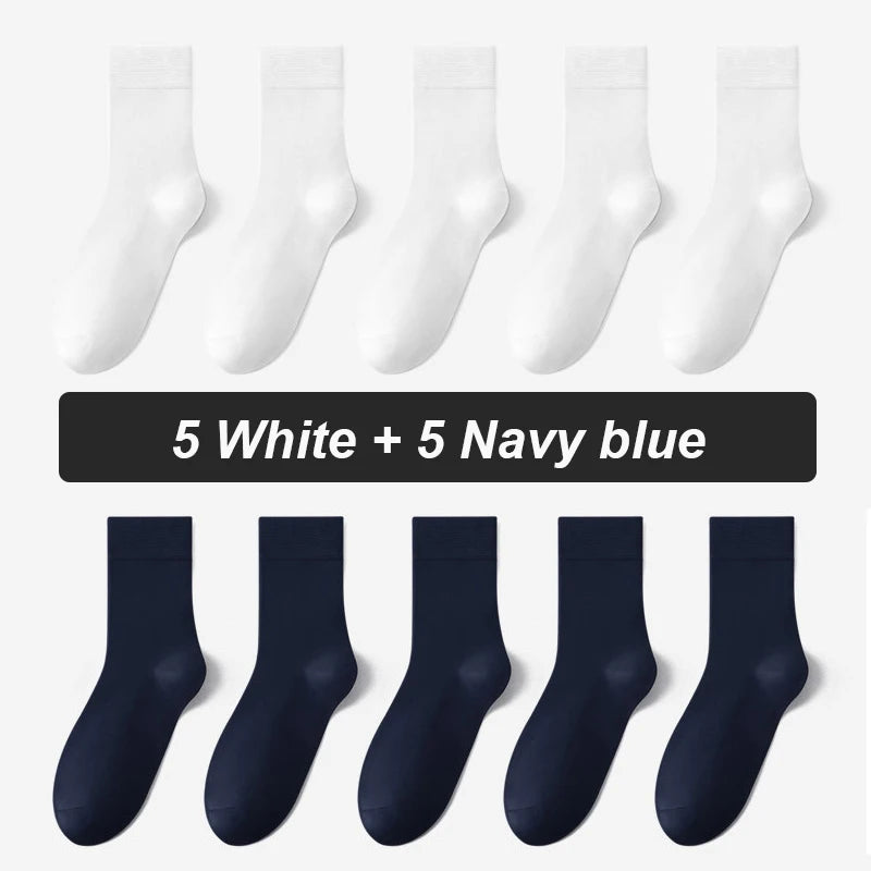 10Pairs Bamboo Fiber Socks Men Casual Black Business Breatheable Anti-Bacterial Comfortable High Quality Sock Male Size EU38-45
