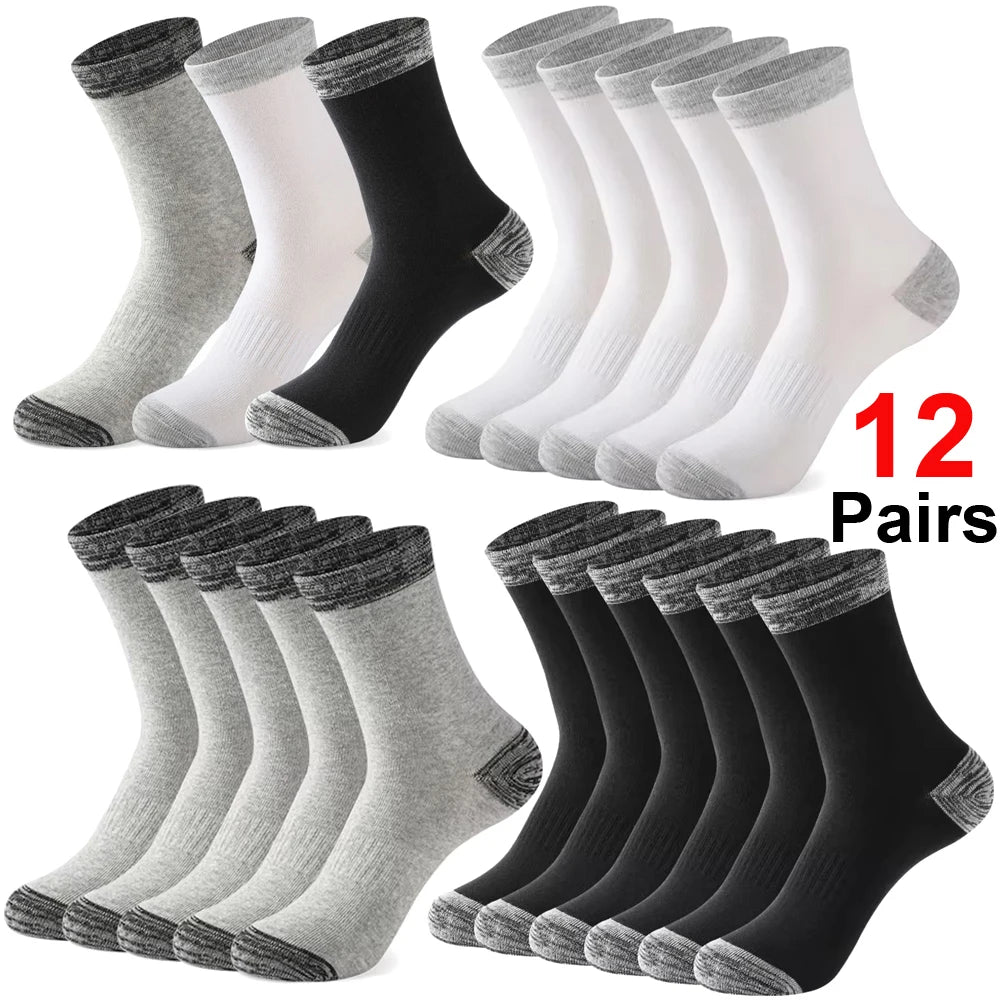 12Pairs Super Thick Merino Wool Socks Male Men Winter Thermal Cashmere Socks Fleece Terry Loop Middle Tube Socks High Quality
