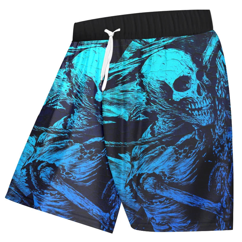 Men's swimming trunks 3D skull print beach shorts quick-drying outdoor leisure sports shorts swimwear fashion men's shorts