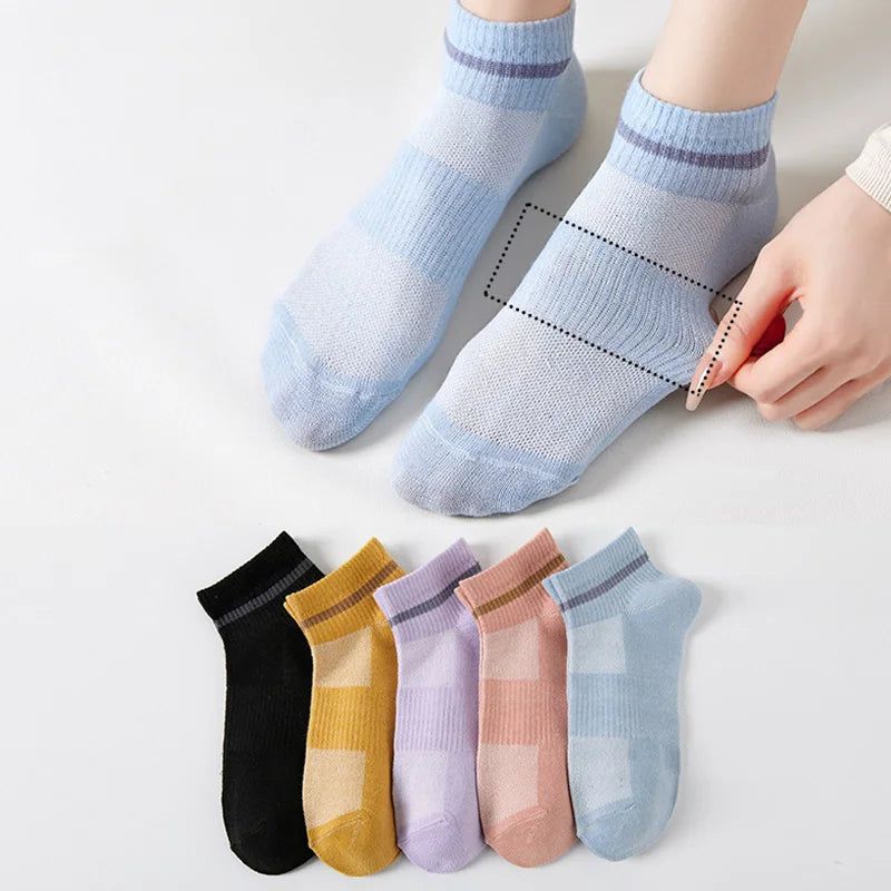 5 Pairs Socks Womens Summer Autumn Socks Women Quality Cotton Cute Set Japanese Style Sports Fashion Short Ankle Socks Harajuku