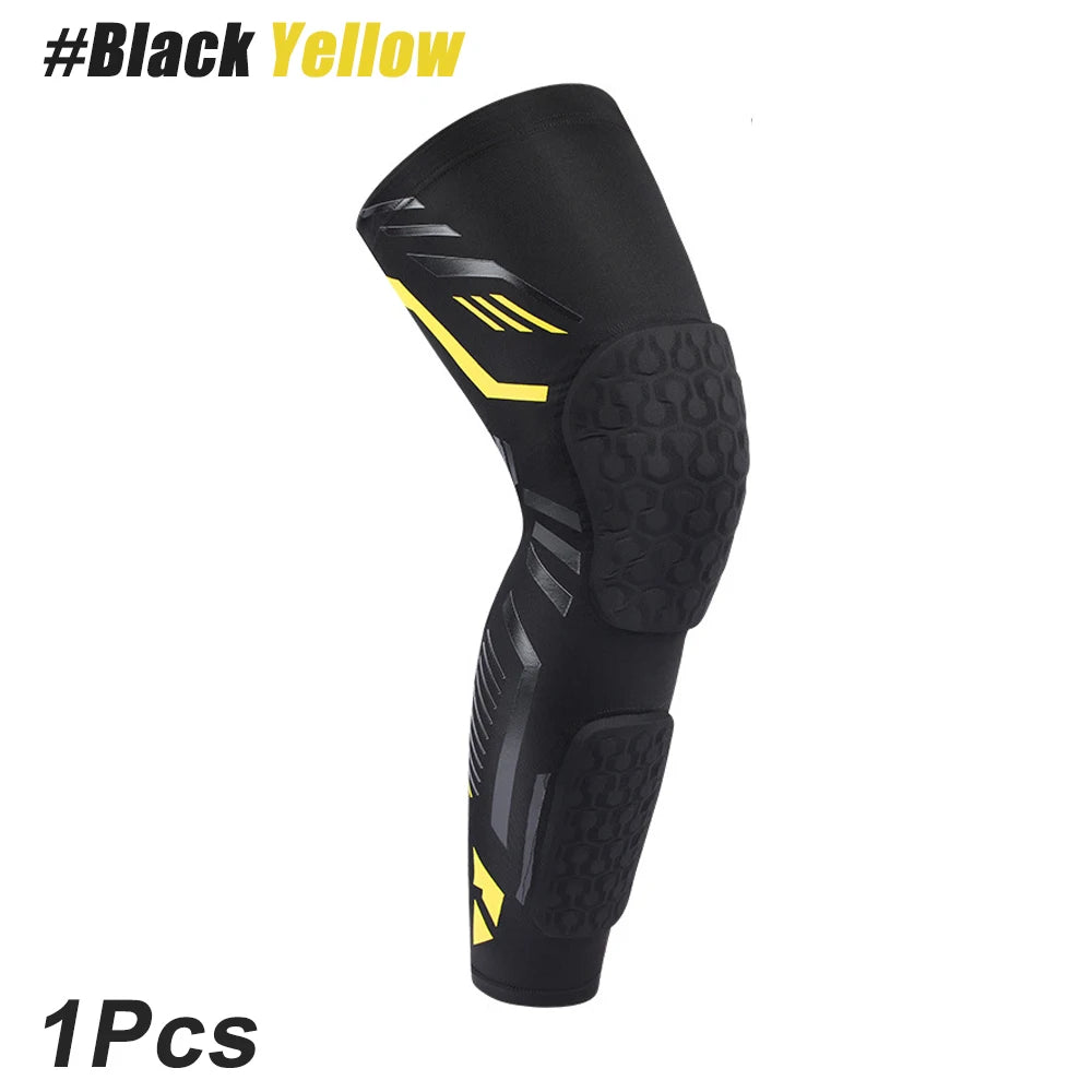 Anti-collision Padded Knee Compression Brace Long Leg Sleeves for Sports Basketball, Football, Volleyball,Knee Pads Shin Support