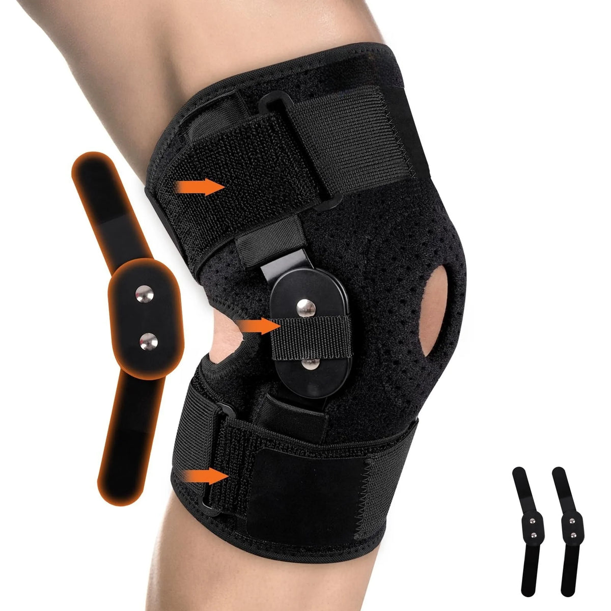 1PC Hinged Knee Brace, Adjustable Knee Support Wrap for Men Women Pain Relief Swelling Strains Sprains ACL and MCL Injuries