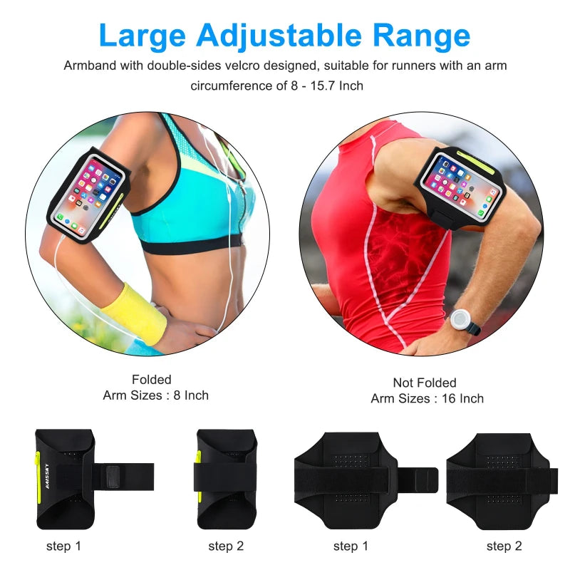 Haissky Zipper Running Bags For iPhone 17 16 5 14 13 Pro Max Air Plus 16E Samsung Xiaomi Men Women Outdoor Sports Armband Holder