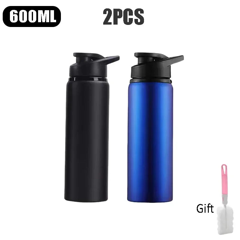 Metal Sports Bottles with Snap Lid Portable Bike Water Bottle Reusable Travel Bottles with Handle Bulk Pack for Gym Hiking Sport
