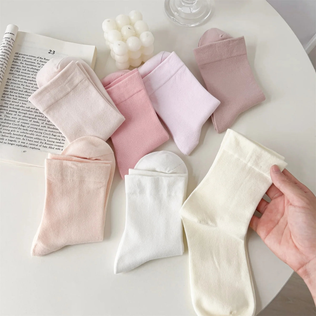 Pure Cotton Seamless Women's Mid-Calf Socks, Spring/Autumn Loose Fit Postpartum Socks