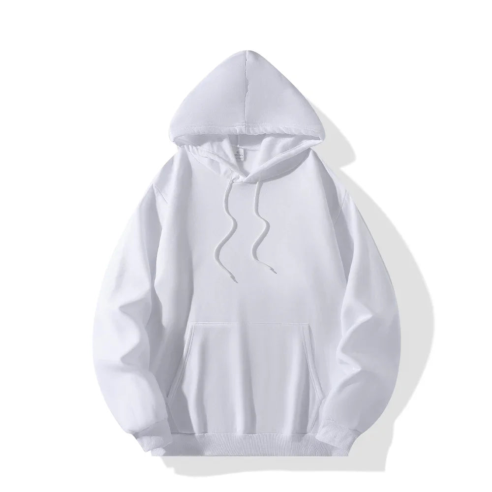Solid Color Sports Casual Hoodies Men Women Spring Autumn Fleece Warm Sweatshirts Hip Hop Streetwear Fashion Loose Pullover Tops