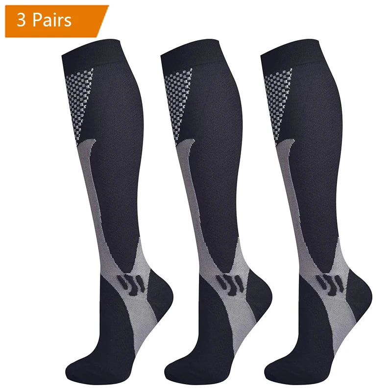 3 Pairs Compression Socks Men Gym Outdoor Football Natural Hiking Cycling Socks Varicose Veins Diabetes Swelling Pregnancy Socks