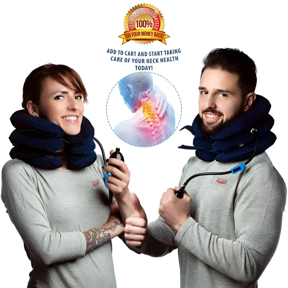 Inflatable Cervical Traction Collar Neck Pillows Adjustable Neck Support Brace Pain Relief & Injury Recovery Stretcher