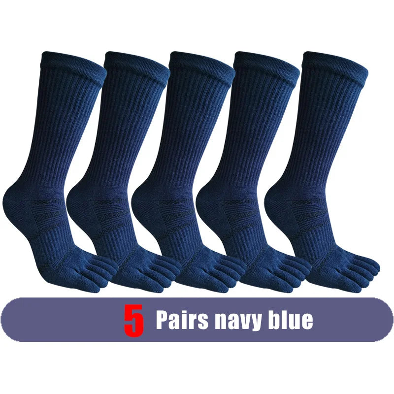 1/5/10 Pairs Compression Toe Socks Long Man Cotton Fitness Marathon Hiking Outdoor Basketball Calf Toe Sport Five Finger Socks