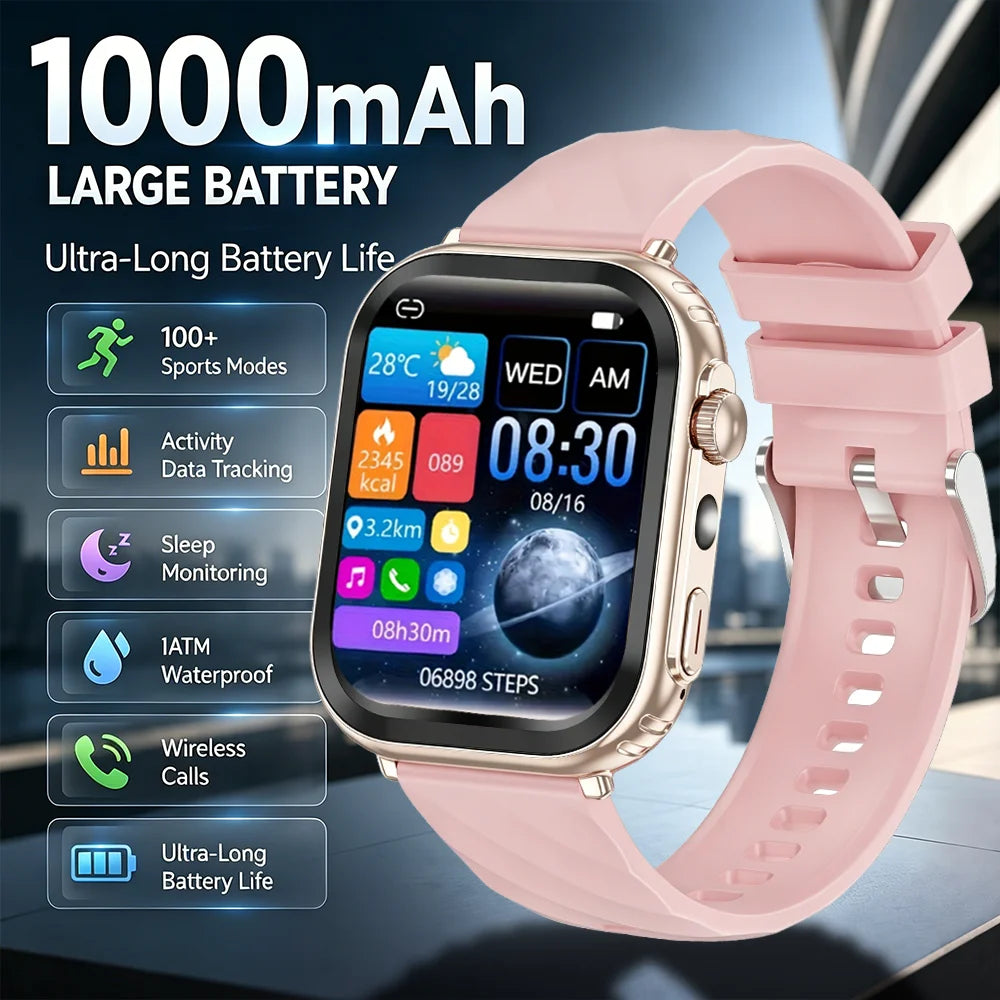 2026 New Military Grade 1000mAh Smart Watch Men 2.04