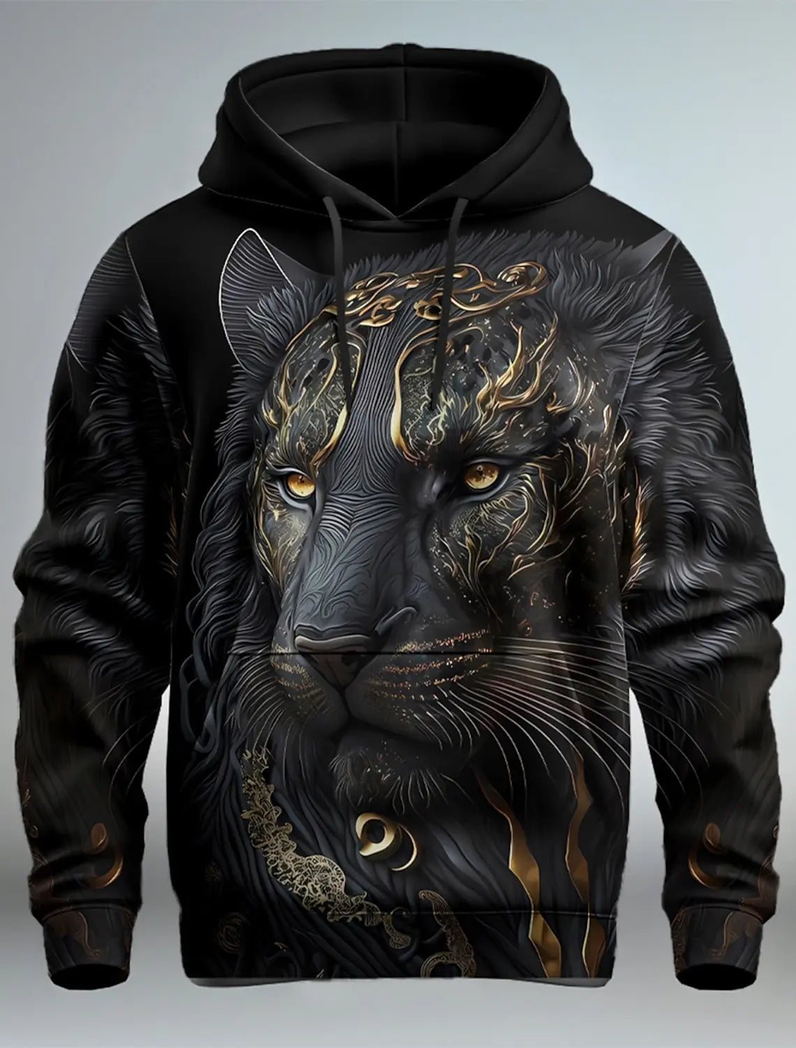 New Graphic Lion Men's Fashion 3D Print Hoodie Streetwear Hoodies Long Sleeve Hooded Front Pocket Spring Sweatshirt