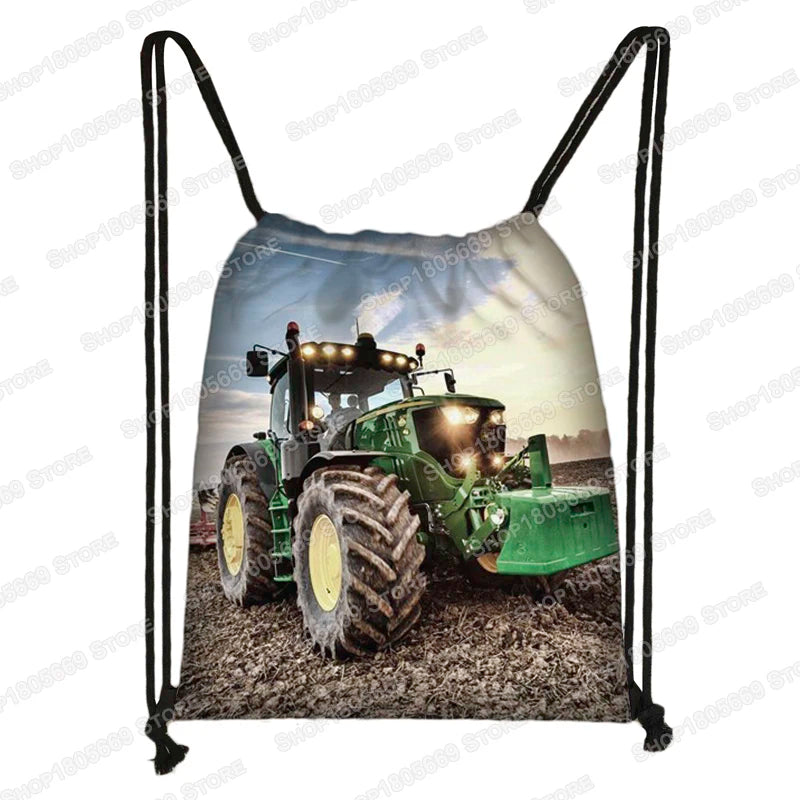 Play with Farm Tractor Print Backpack Teenager Boys Girls Rucksack Women Drawstring Bags for Travel Kids Book Bag Shoes Holder