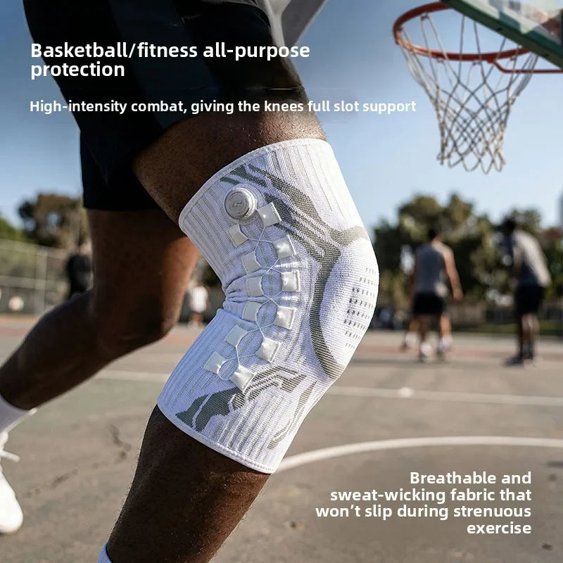 Right Leg Knob-Adjustable Sports Knee Brace with Spring Support Silicone Shock Absorption And Compression Knit for Knee Support