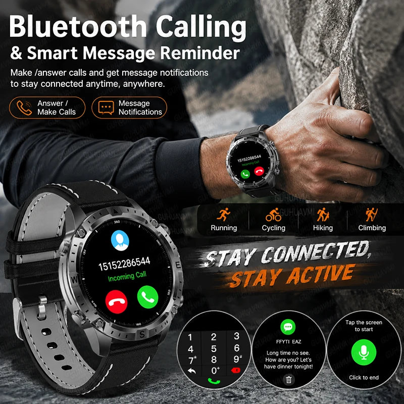 2026New Military Built-in GPS Offline Map Smart Watch AMOLED HD BT Call Compass Flashlight 3ATM Waterproof Men Sports Smartwatch