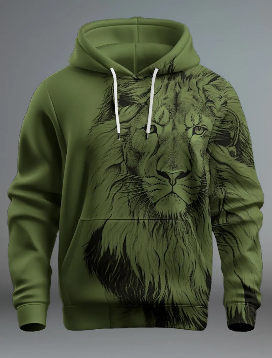 New Graphic Lion Men's Fashion 3D Print Hoodie Streetwear Hoodies Long Sleeve Hooded Front Pocket Spring Sweatshirt