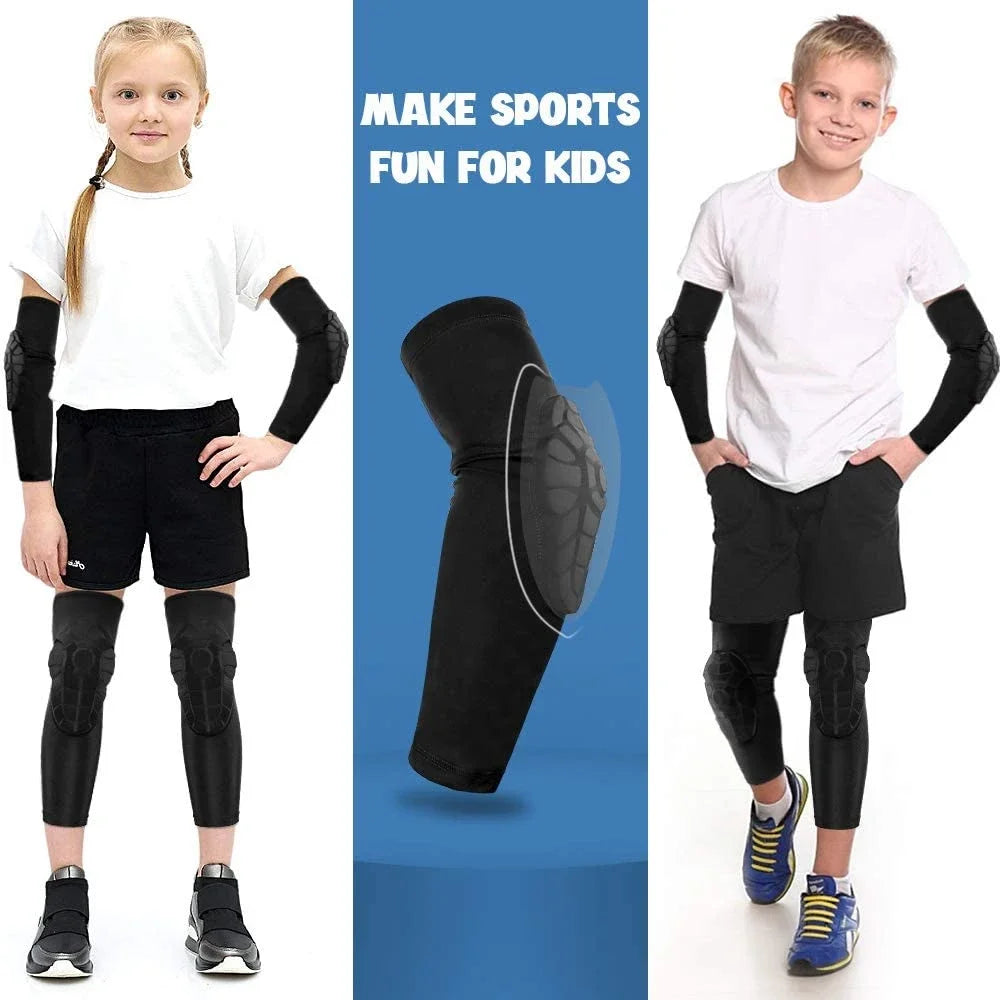 1Pcs Kids/Youth Sports Honeycomb Compression Knee Pads Elbow Brace Guards Protective Gear for Basketball, Football, Cycling