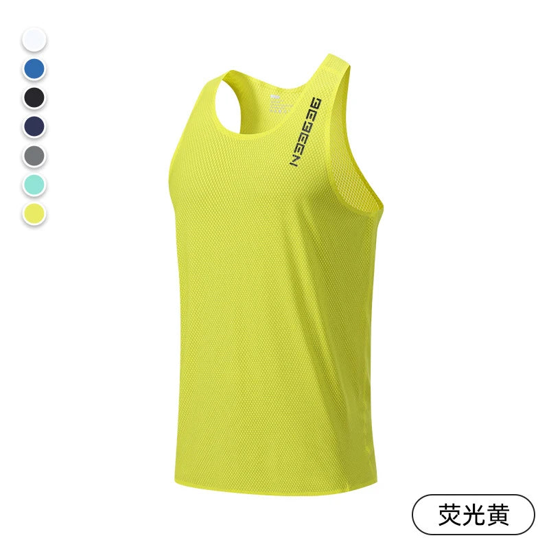 NEW Adult Men Running Outdoor Shirts Tight Gym Tank Top Fitness Marathon T-shirts Sport Exercise Basketball Vest Clothes