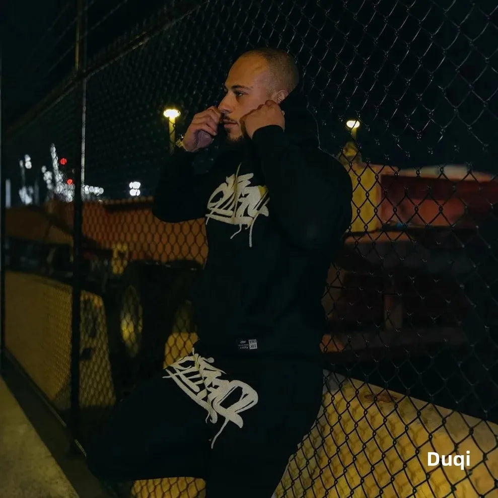 Large supply of men's sportswear, new fashion hip hop suit two-piece set hoodie printed sweatshirt comfortable casual male style