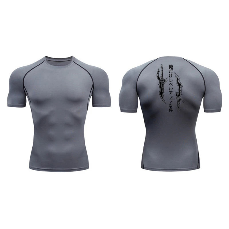 Dagger Print Compression Shirts for Men Athletic Quick Dry Tshirt Tops Rash Guard Gym Workout Running Baselayers Undershirts