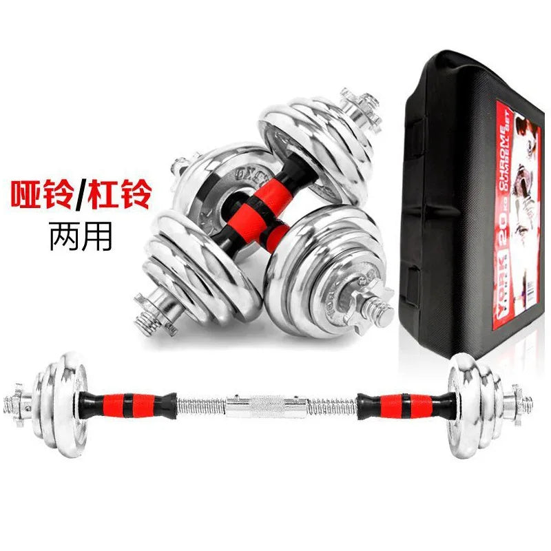 30KG Physical Exercise Plating Silver Cast Iron Commercial Adjustable Dumbbell Set 15KG 20KG
