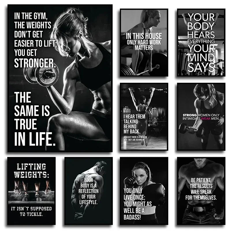 Workout Inspirational Quotes Prints Motivational Fitness Poster Bodybuilding Canvas Painting Wall Art Picture for Gym Home Decor