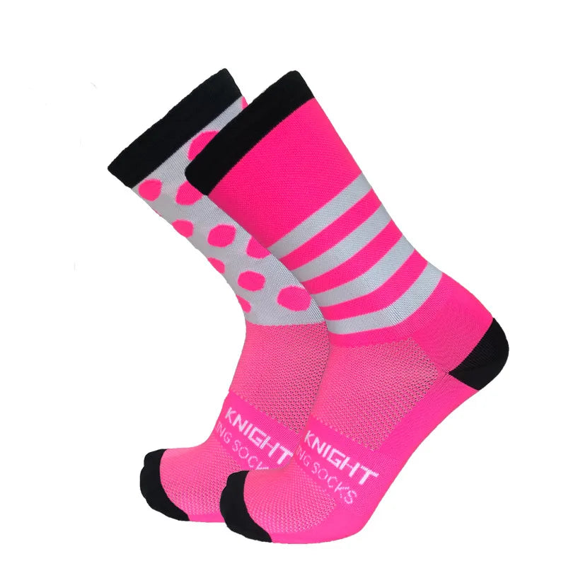 New Stripe Dot Cycling Socks Top Quality Professional Brand Sport Breathable Bicycle Sock Outdoor Racing Running Socks