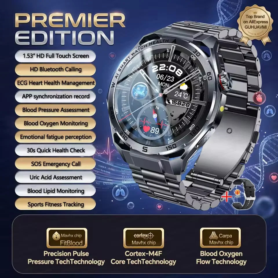 2026New Smart Watch Men ECG+HRV Blood Composition Body Analysis Bluetooth Call Waterproof Health Smartwatch For Android IOS Men