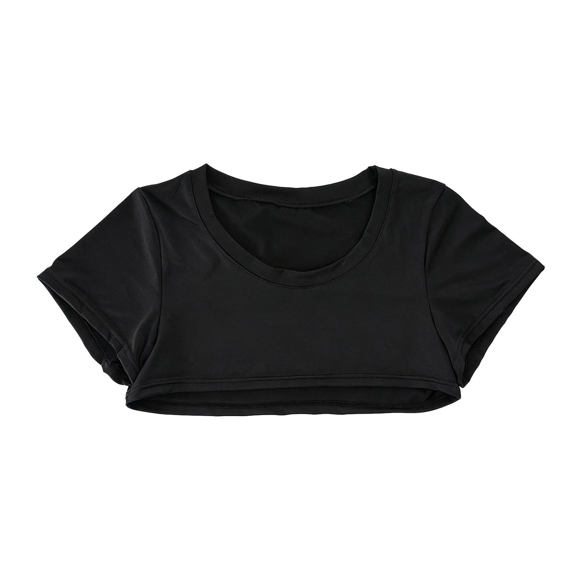Black Crop Top Short Sleeve Men Half Tops Slim Fit Muscle Athletic Workout Gym Sport T-Shirt Training Running Cropped TShirt