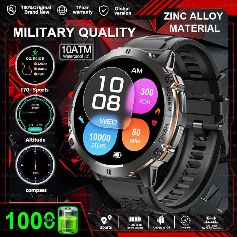 2025 New T-Rex3 1000mAh Battery Sports SmartWatch 1.73