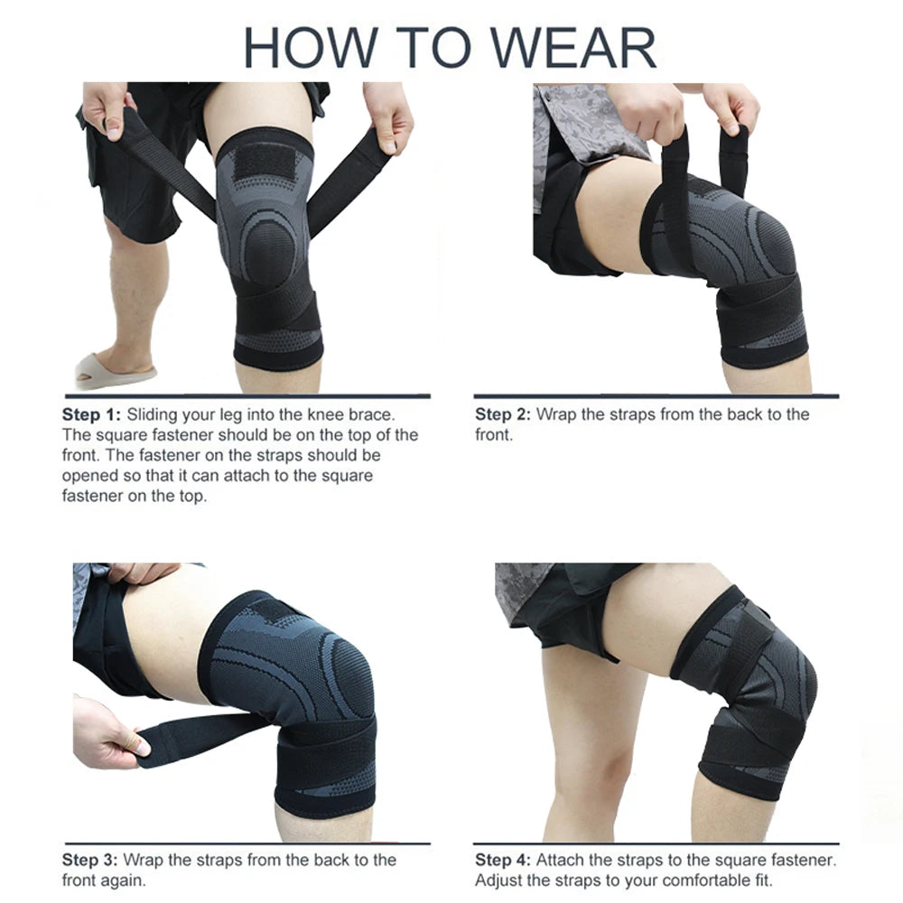1PC Knee Pads for Men and Women Pressurized Elastic Kneepad Support Bandage Sports Fitness Basketball Volleyball Brace Protector