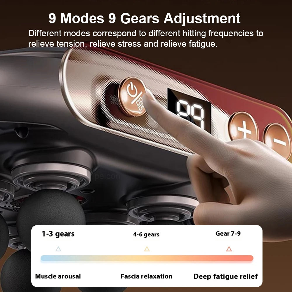 Fascia Massage Gun High Frequency Muscle Massager Gun Back Waist Body Shoulder Massage Machine Six-head Professional Fascia Gun