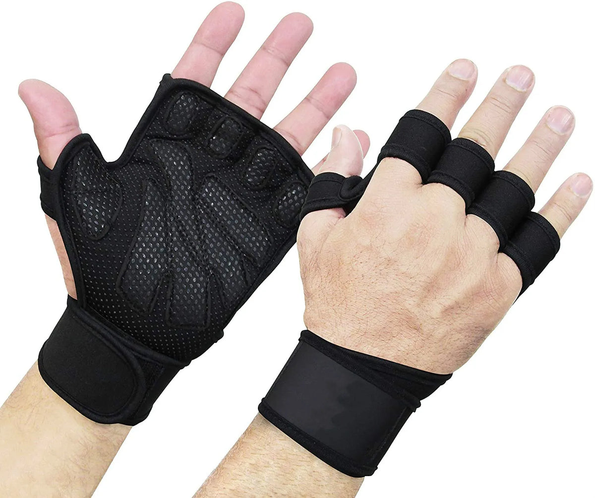Fitness Gloves Weightlifting Half Finger Wrist Gloves Leather Thickened Silicone Cycling Gloves